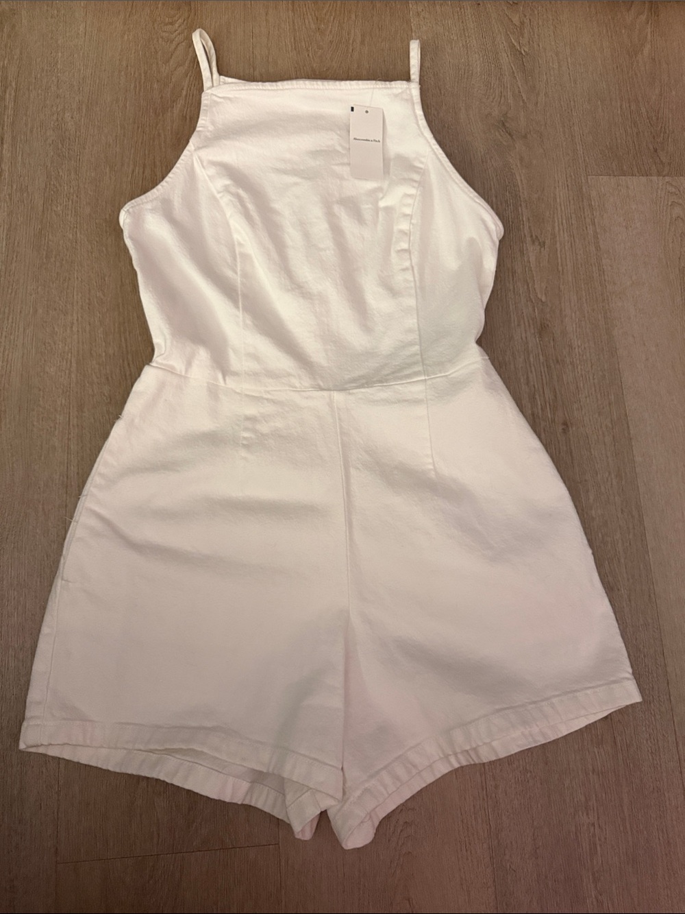 Abercrombie White Jean short romper - Picture 1 of 3